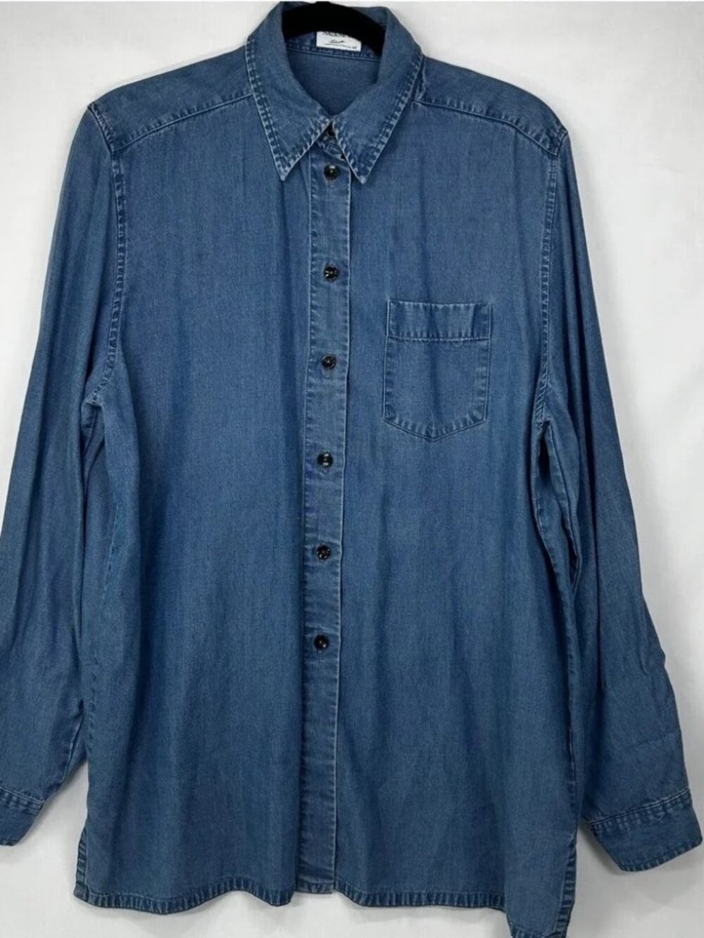 Nadine H. Tencel Lyocell Denim Long Sleeve Button Down Shirt 40 L